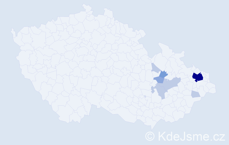 Příjmení: 'Habusta', počet výskytů 19 v celé ČR