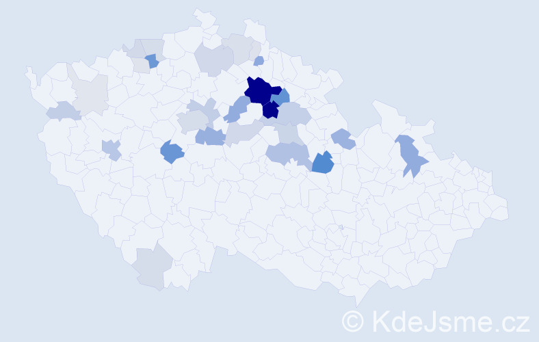 Příjmení: 'Kykal', počet výskytů 103 v celé ČR