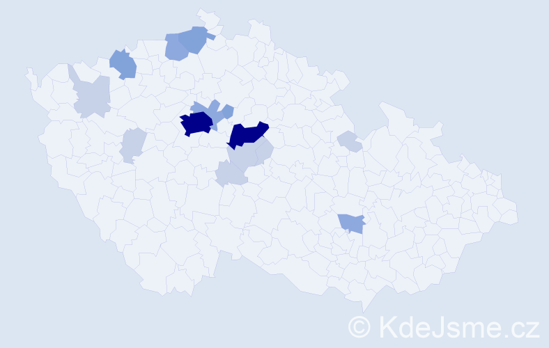 Příjmení: 'Kolovecká', počet výskytů 45 v celé ČR