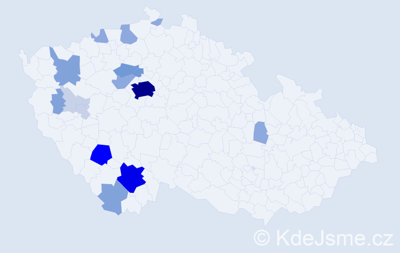 Příjmení: 'Prušák', počet výskytů 60 v celé ČR