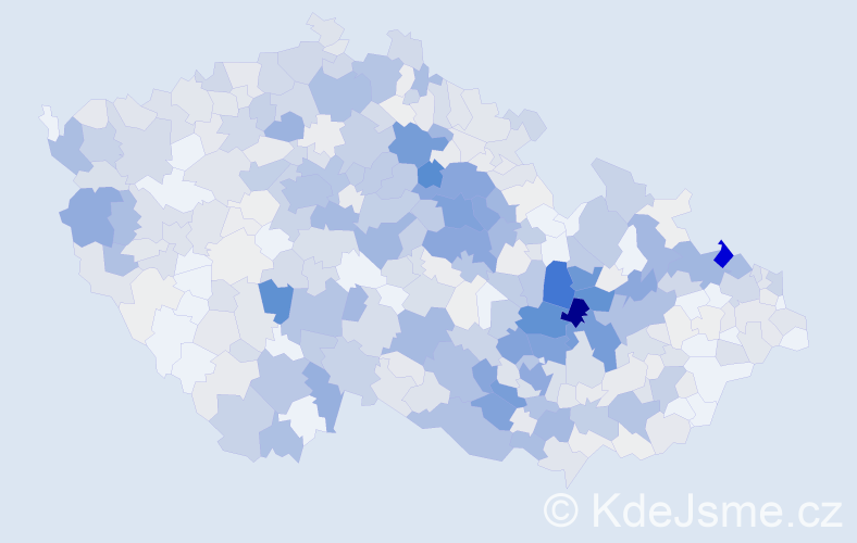Příjmení: 'Komárek', počet výskytů 2691 v celé ČR