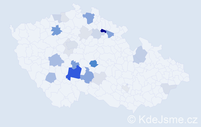 Příjmení: 'Mindl', počet výskytů 64 v celé ČR