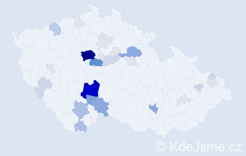 Příjmení: 'Broukal', počet výskytů 118 v celé ČR