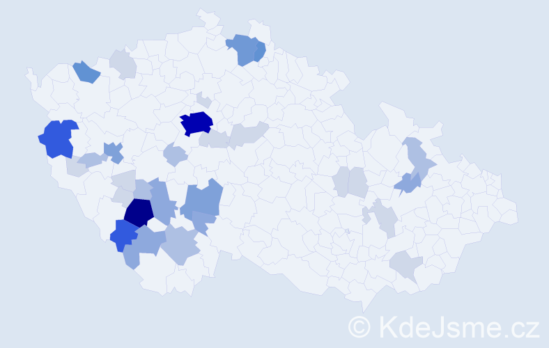 Příjmení: 'Havlanová', počet výskytů 105 v celé ČR