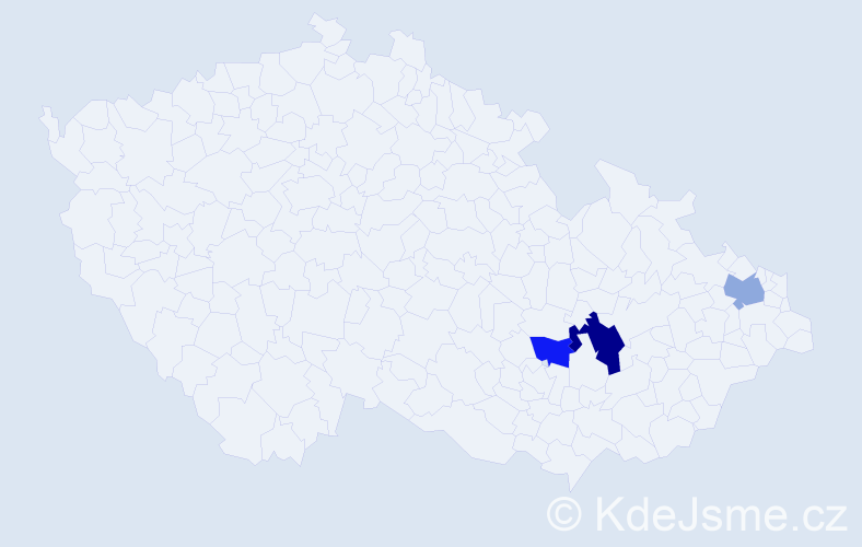 Příjmení: 'Klávora', počet výskytů 4 v celé ČR