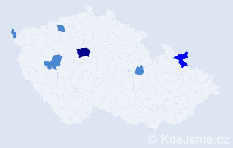 Příjmení: 'Abramovič', počet výskytů 10 v celé ČR