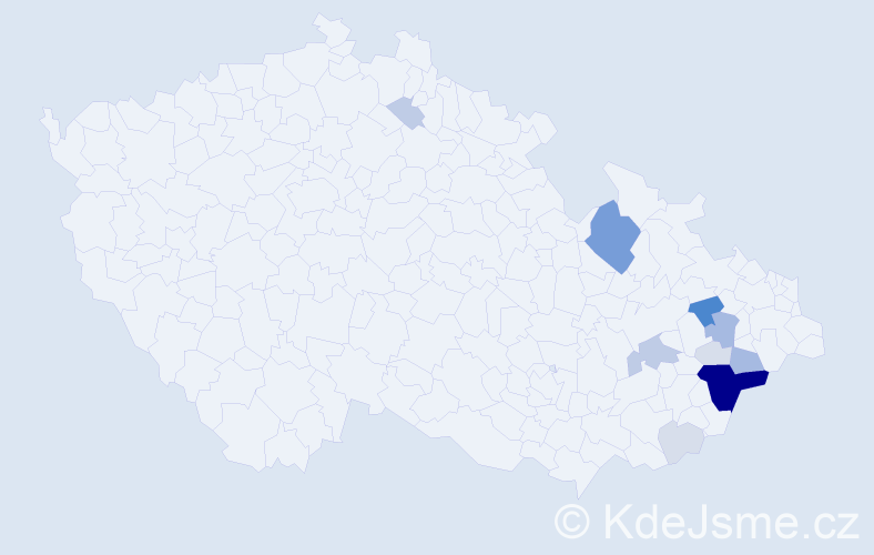 Příjmení: 'Tymrák', počet výskytů 48 v celé ČR