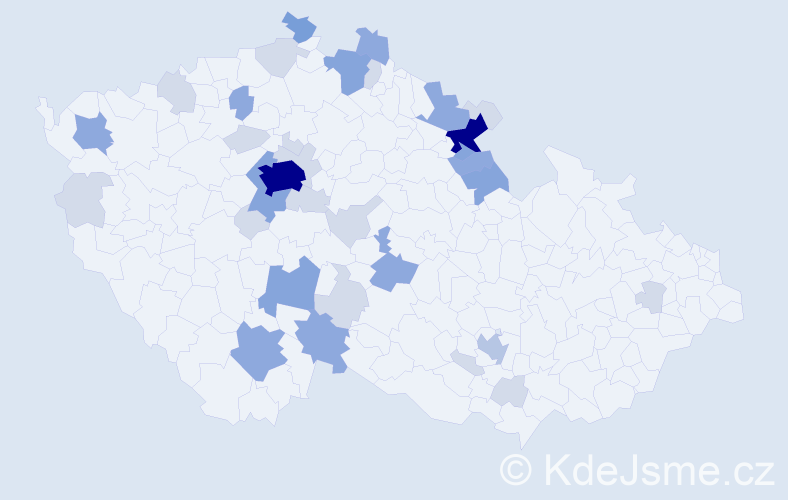 Příjmení: 'Stára', počet výskytů 100 v celé ČR