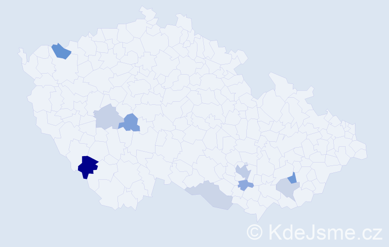 Příjmení: 'Bódiš', počet výskytů 16 v celé ČR
