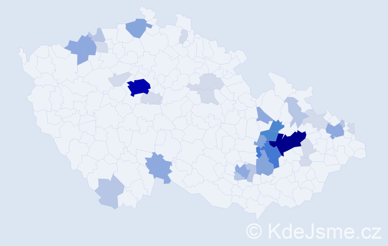 Příjmení: 'Peč', počet výskytů 108 v celé ČR