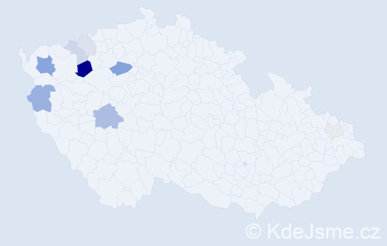 Příjmení: 'Čóka', počet výskytů 21 v celé ČR
