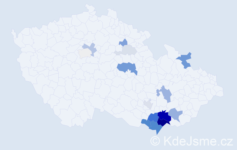 Příjmení: 'Latýn', počet výskytů 57 v celé ČR