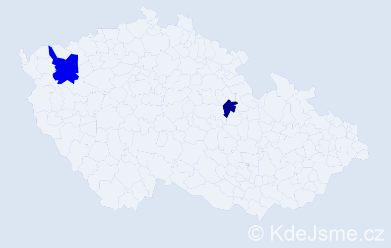 Příjmení: 'Bahan', počet výskytů 3 v celé ČR