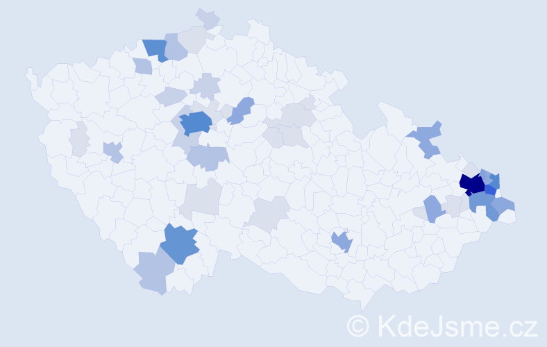 Příjmení: 'Kus', počet výskytů 156 v celé ČR