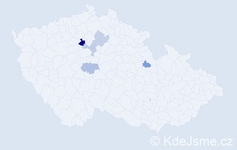 Příjmení: 'Kepplová', počet výskytů 8 v celé ČR