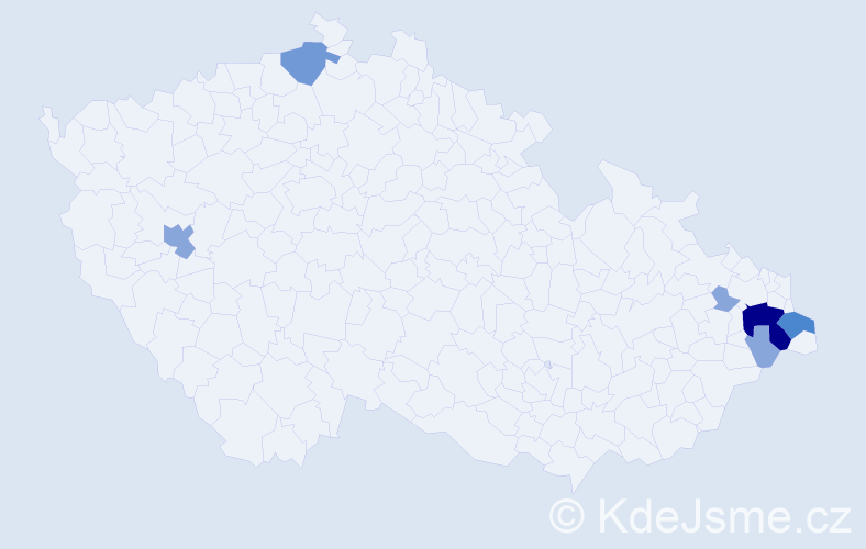 Příjmení: 'Kocinec', počet výskytů 22 v celé ČR