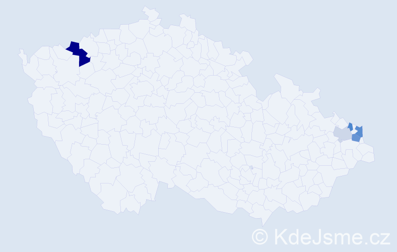 Příjmení: 'Hoghová', počet výskytů 9 v celé ČR