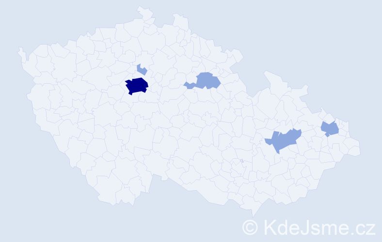 Příjmení: 'Kuzmin', počet výskytů 9 v celé ČR