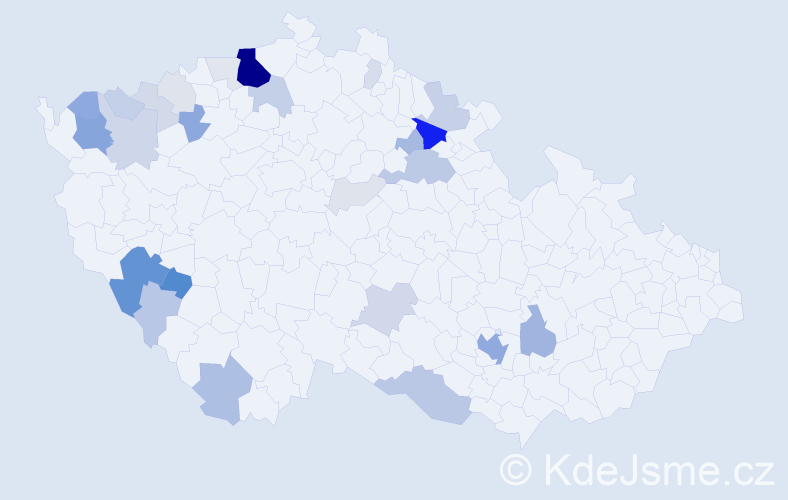 Příjmení: 'Darvašová', počet výskytů 102 v celé ČR