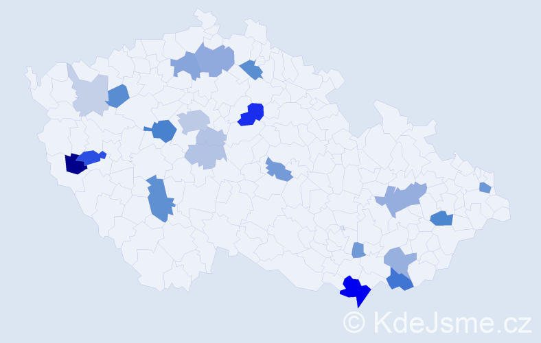 Příjmení: 'Letáková', počet výskytů 58 v celé ČR