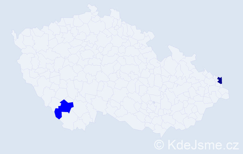 Příjmení: 'Krafčik', počet výskytů 5 v celé ČR