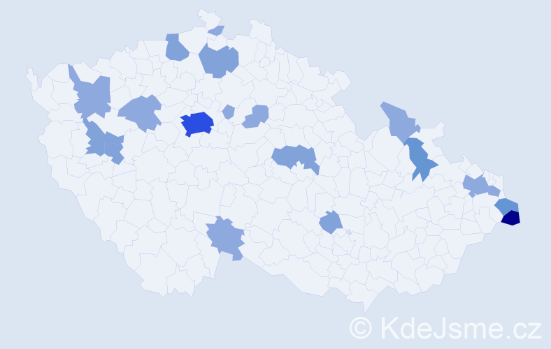 Příjmení: 'Kulik', počet výskytů 40 v celé ČR