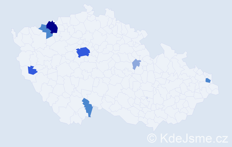Příjmení: 'Rossbach', počet výskytů 18 v celé ČR