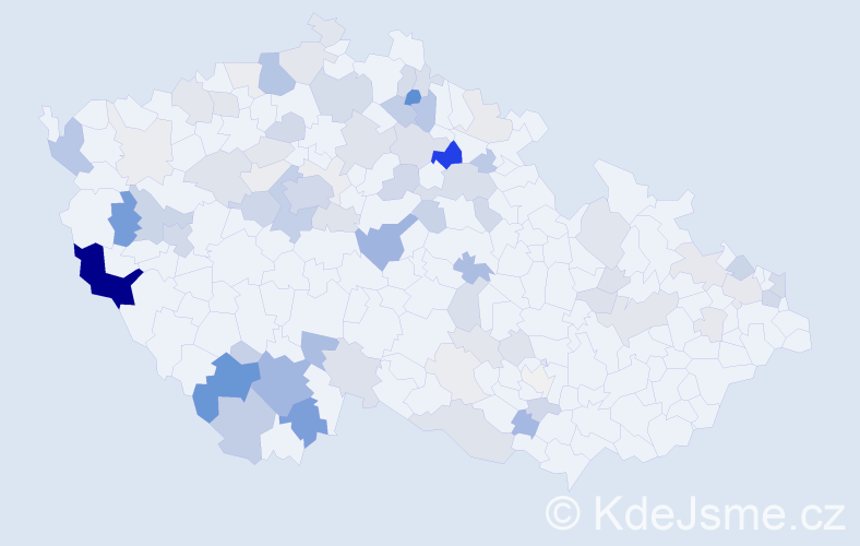 Příjmení: 'Veber', počet výskytů 289 v celé ČR