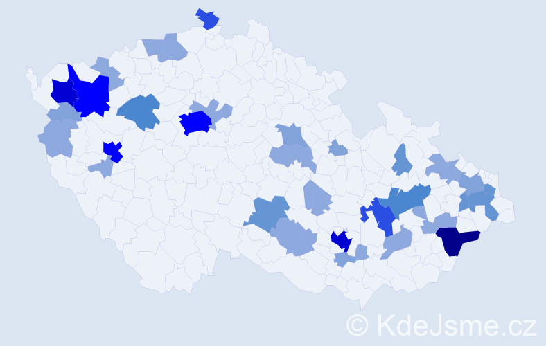 Příjmení: 'Zigmund', počet výskytů 101 v celé ČR