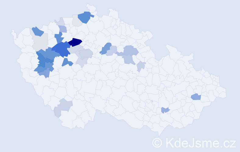Příjmení: 'Volráb', počet výskytů 131 v celé ČR