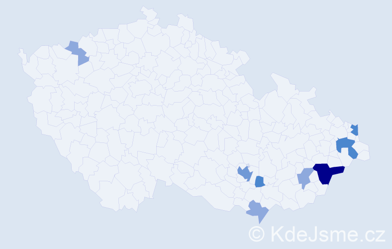 Příjmení: 'Puškáčová', počet výskytů 20 v celé ČR