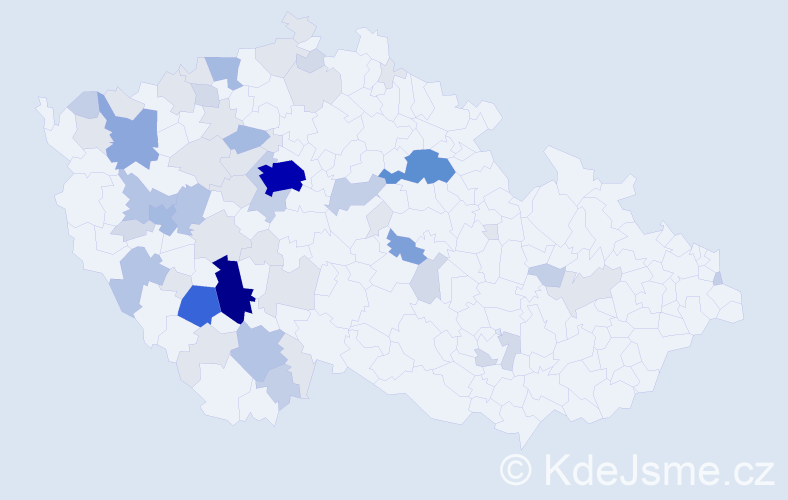 Příjmení: 'Zborník', počet výskytů 194 v celé ČR