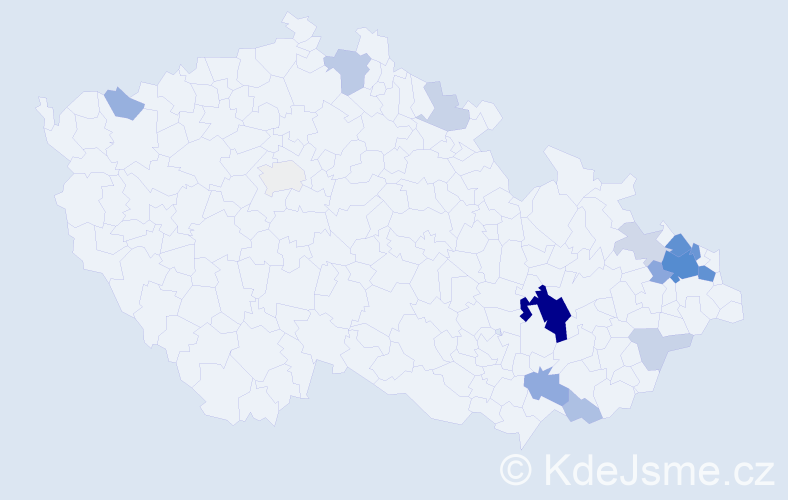 Příjmení: 'Kišková', počet výskytů 54 v celé ČR