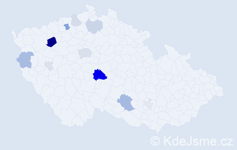 Příjmení: 'Potančok', počet výskytů 21 v celé ČR