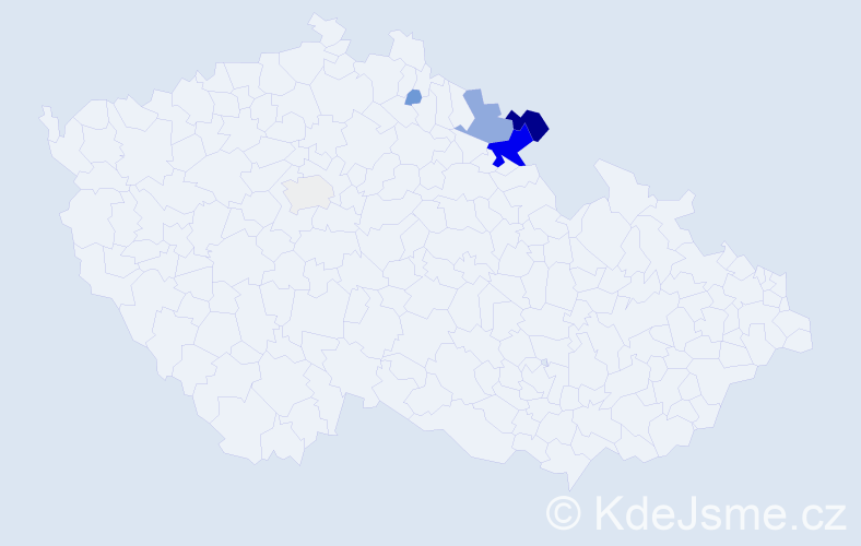 Příjmení: 'Adamu', počet výskytů 21 v celé ČR