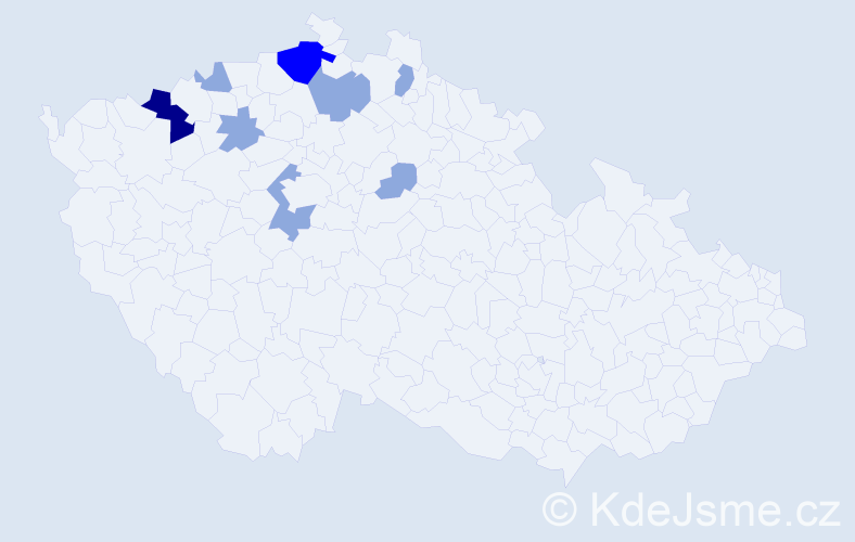 Příjmení: 'Nimec', počet výskytů 15 v celé ČR