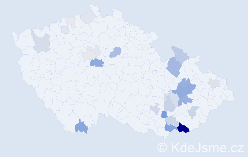 Příjmení: 'Chromeček', počet výskytů 95 v celé ČR