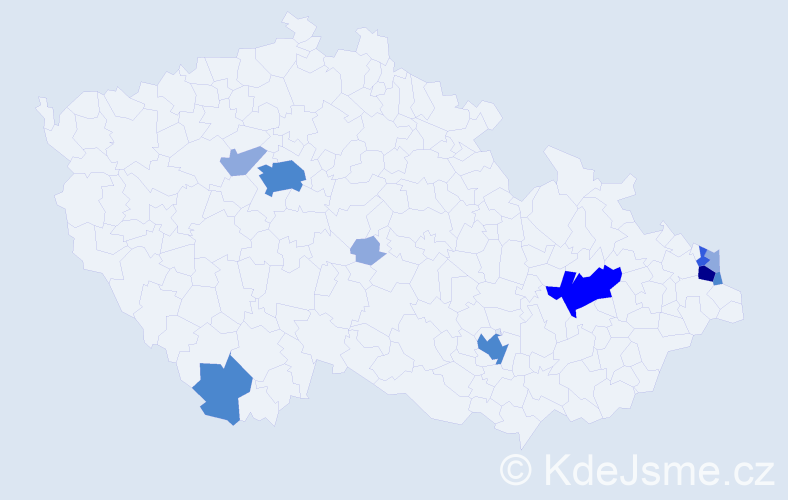 Příjmení: 'Prochasková', počet výskytů 23 v celé ČR