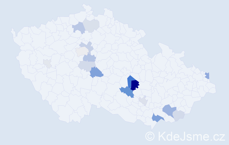 Příjmení: 'Hatlák', počet výskytů 43 v celé ČR