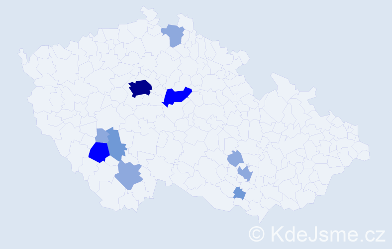 Příjmení: 'Petrán', počet výskytů 23 v celé ČR