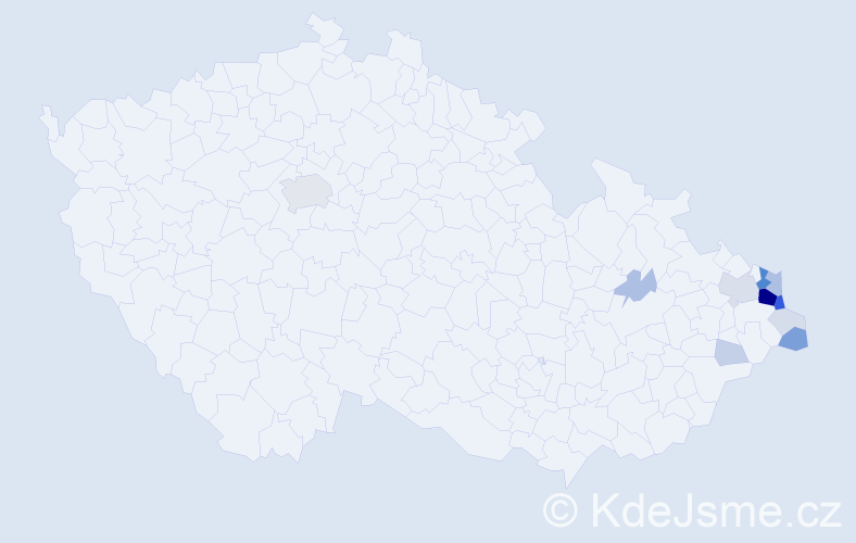 Příjmení: 'Labudek', počet výskytů 54 v celé ČR