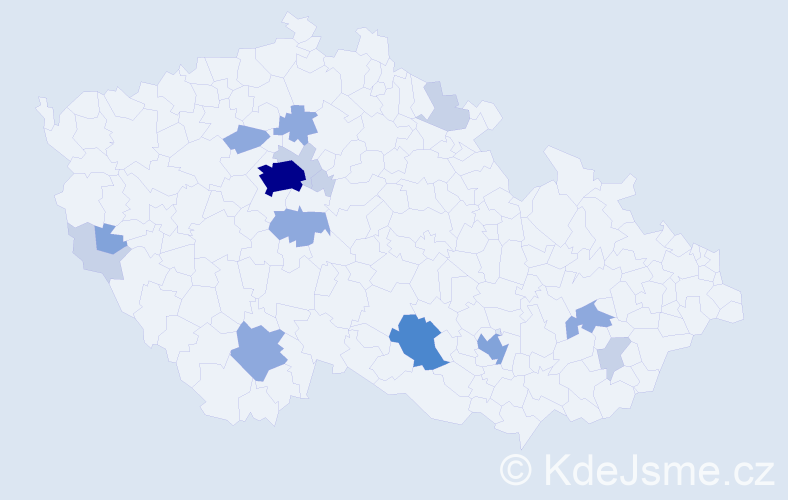 Příjmení: 'Kocan', počet výskytů 39 v celé ČR