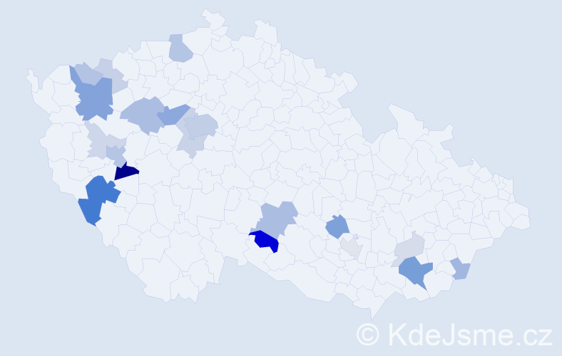 Příjmení: 'Kubernátová', počet výskytů 69 v celé ČR