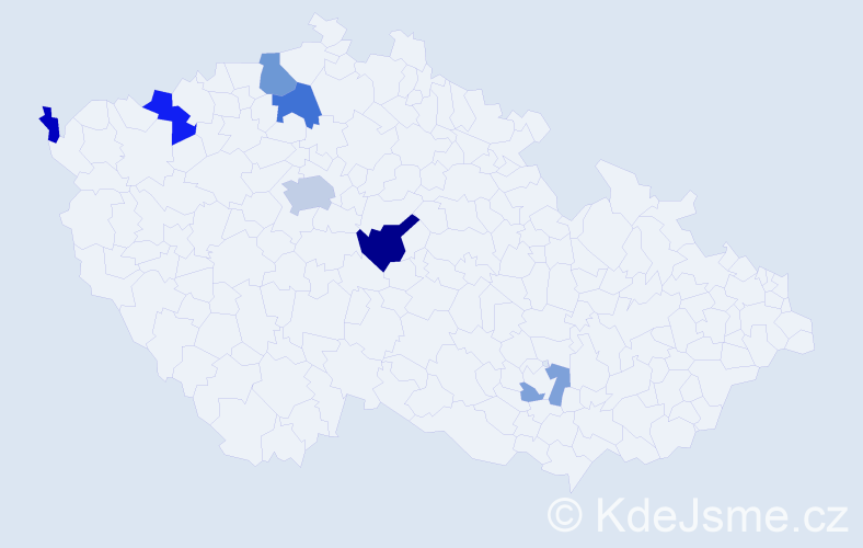 Příjmení: 'Machajová', počet výskytů 15 v celé ČR