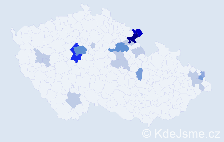 Příjmení: 'Vančák', počet výskytů 53 v celé ČR