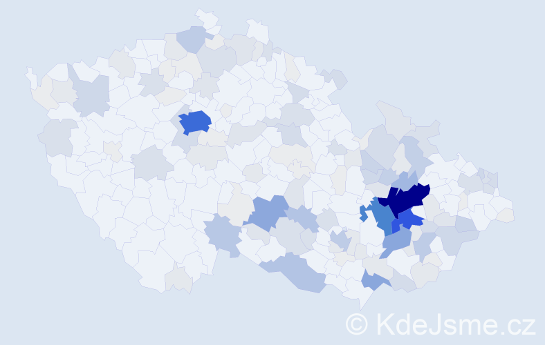 Příjmení: 'Běhal', počet výskytů 591 v celé ČR