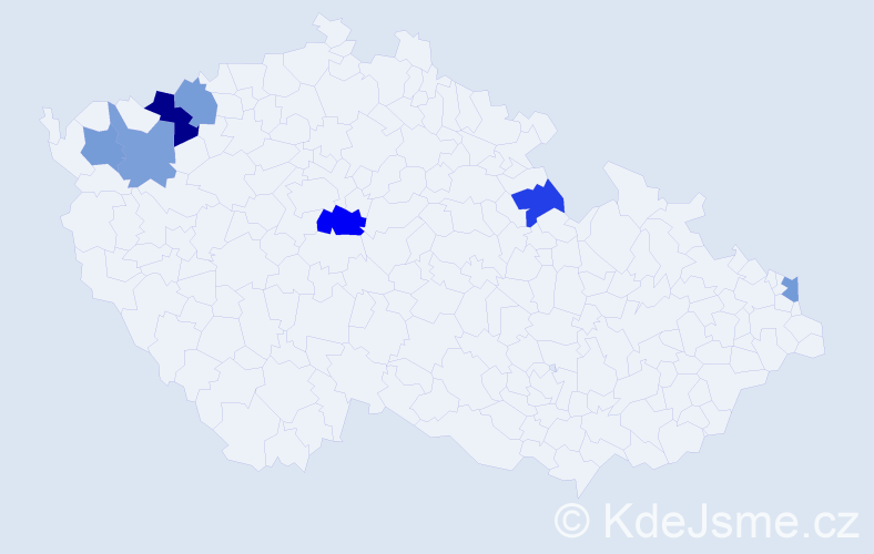 Příjmení: 'Ladenbergerová', počet výskytů 9 v celé ČR