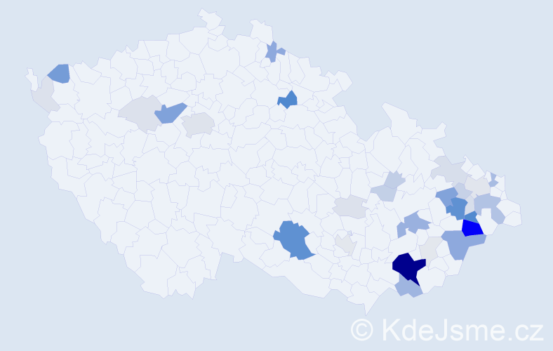 Příjmení: 'Kedroňová', počet výskytů 145 v celé ČR