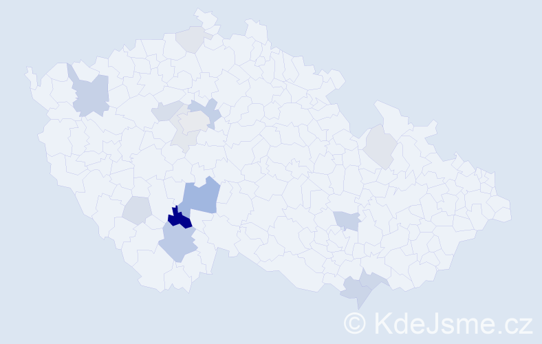 Příjmení: 'Voběrková', počet výskytů 39 v celé ČR