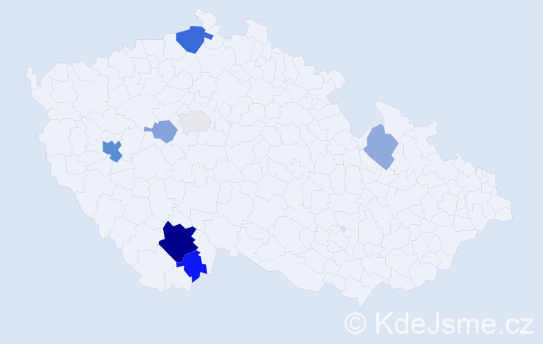 Příjmení: 'Cisler', počet výskytů 19 v celé ČR